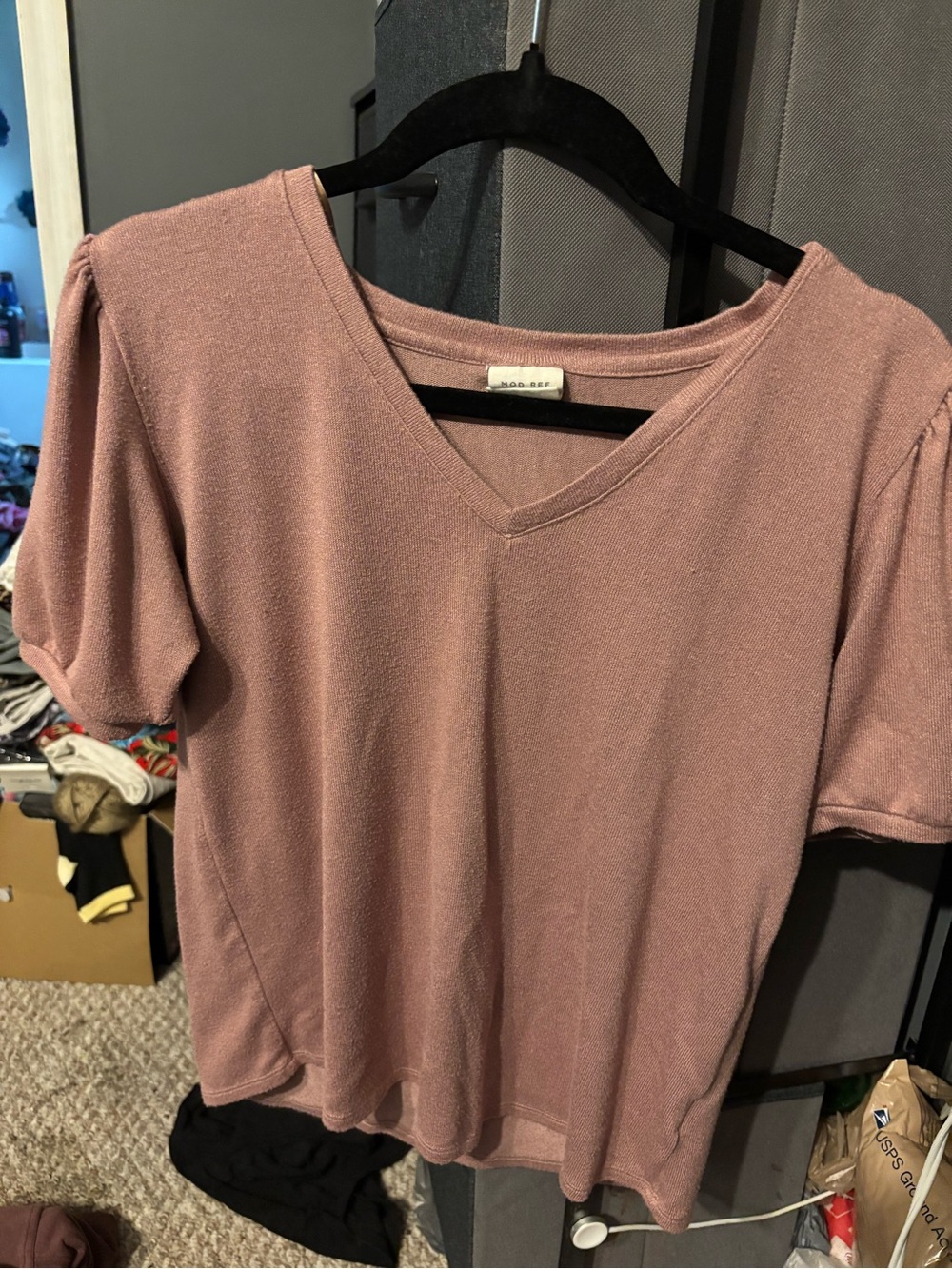 Mod Ref Soft Mauve V-Neck Women's Top by Lou & Grey Medium